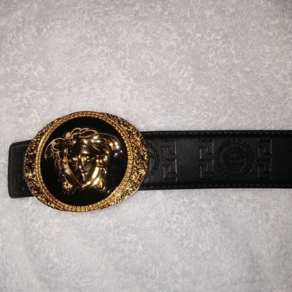Versace Other - Versace Black Leather embossed mens Belt